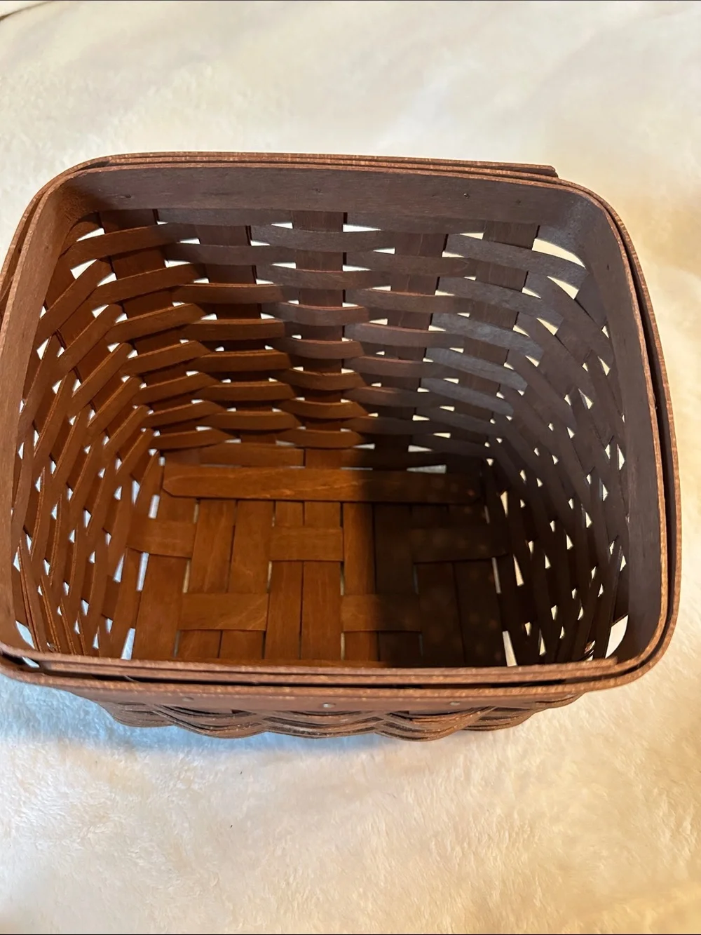 Longaberger Natural Brown Woven Storage Basket with Cream Liner and protector